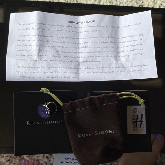 Purple Copper Turquoise large oval sterling silver ring - Picture 5 of 9